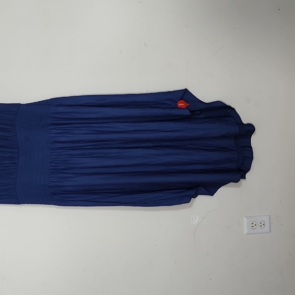 Ramy Brook New York Reina Blue Silky Midi Dress Size L - Picture 3 of 11